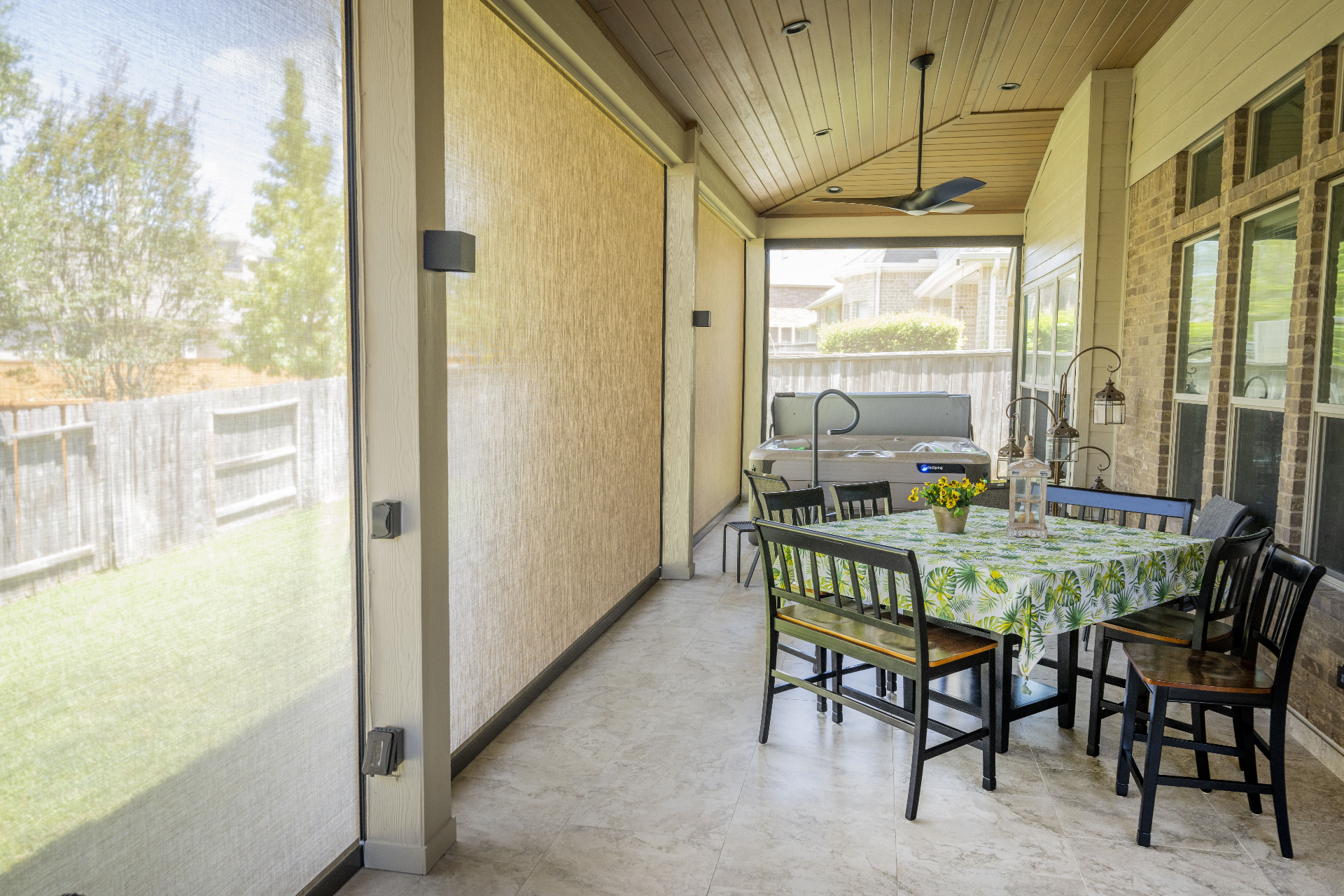 Screened patio overlooking the pool