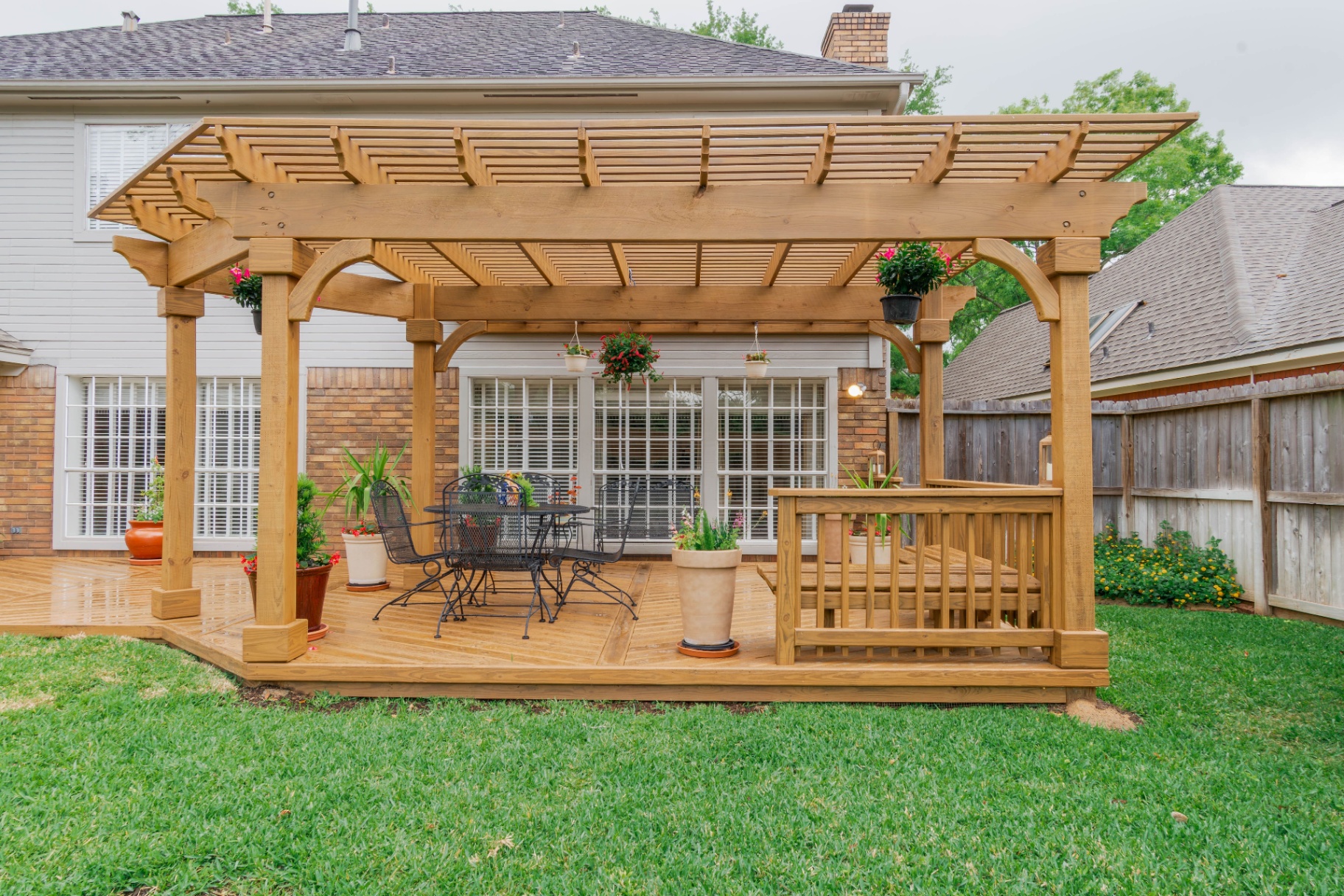 Custom arbor over garden walkway
