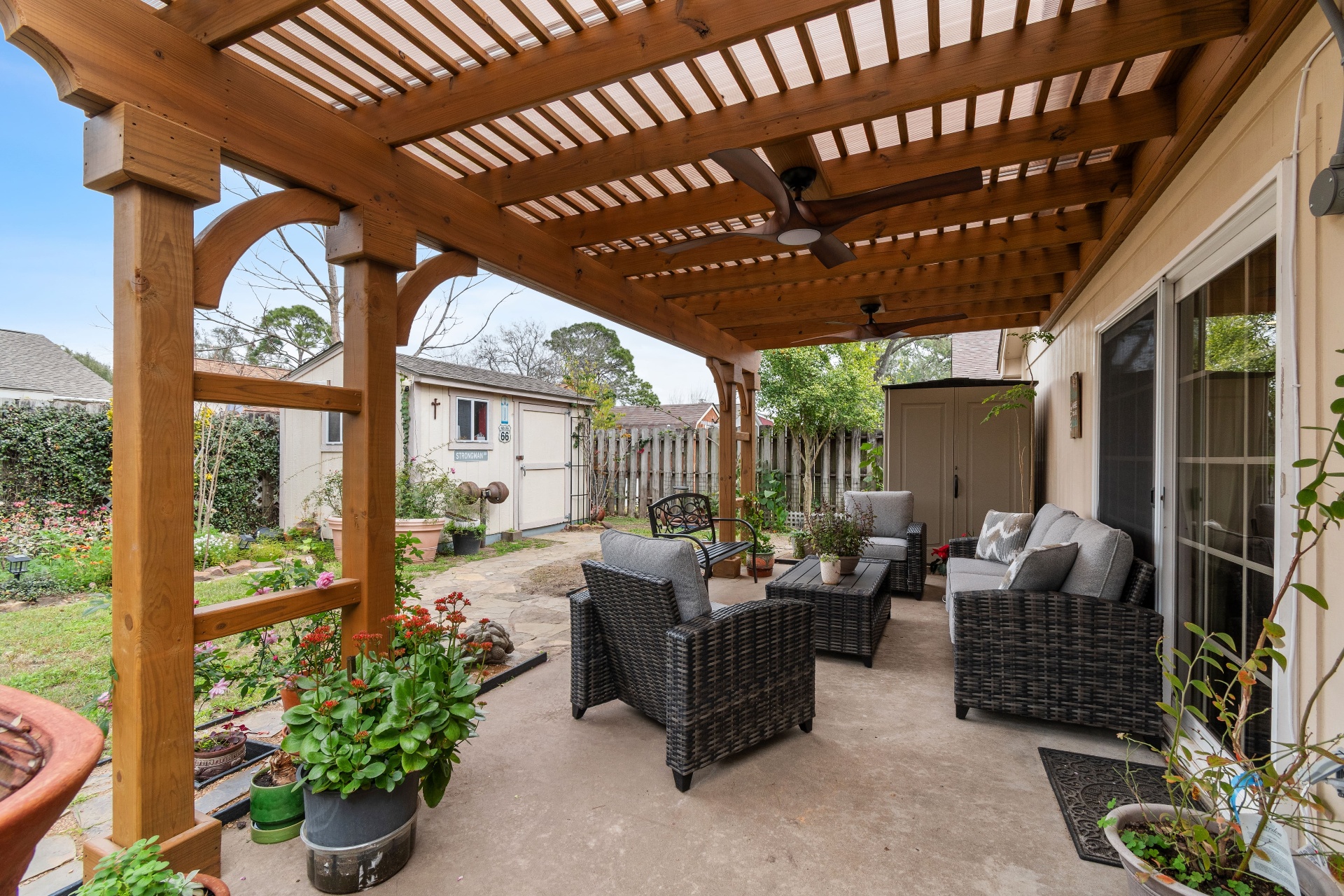 Pergola with lounge seating