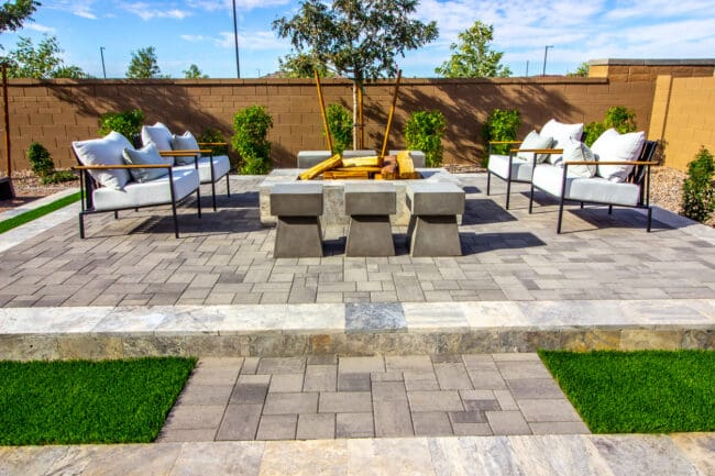 Rear Patio Conversation Area With Fire Pit And Chairs