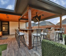 veranda, arbor, covered patio, outdoor kitchen