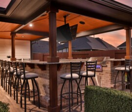 veranda, arbor, covered patio, outdoor kitchen
